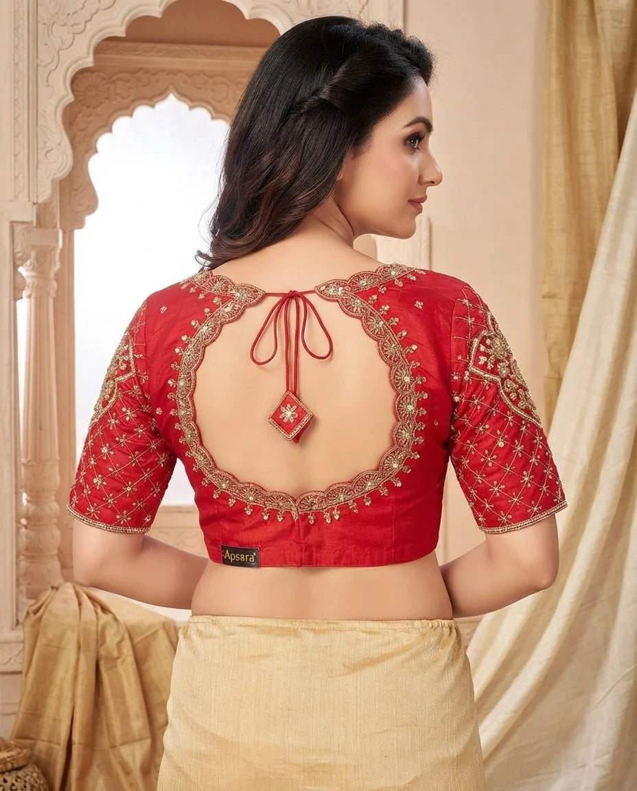 Red Embroidered Designer Blouse