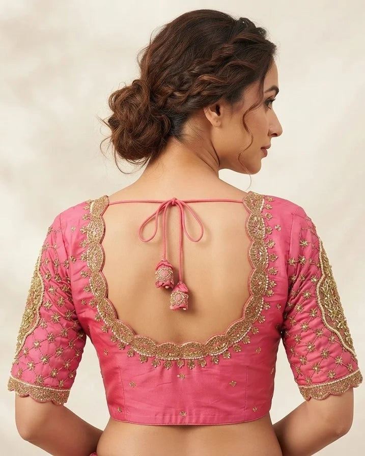 Pink Embroidered Designer Blouse
