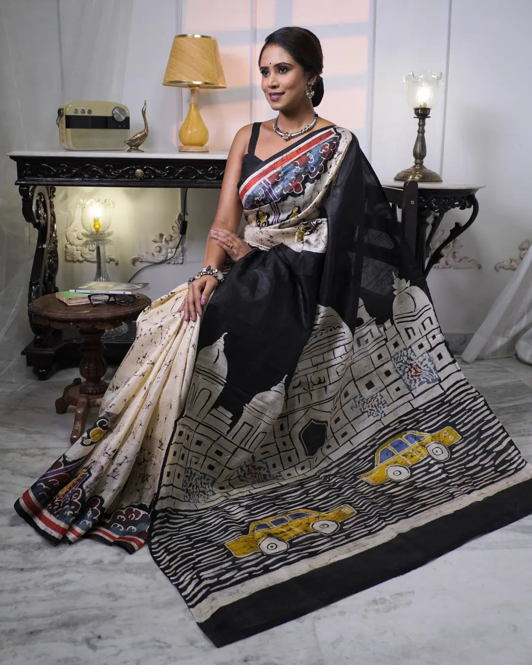Pure Silk Batik Kolkata Saree | Handcrafted Bengali Silk Saree