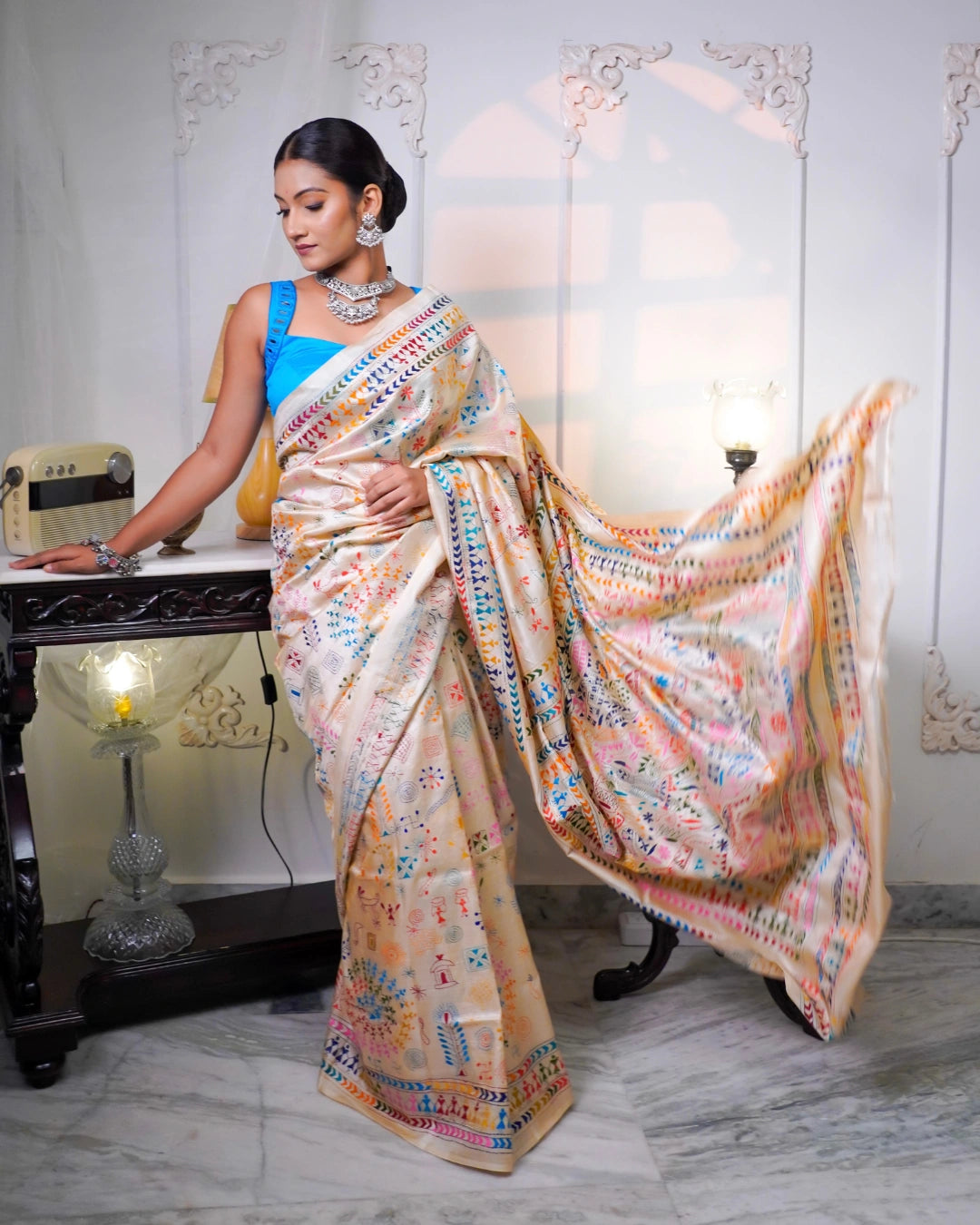 Pure Tussar Folk Kantha Saree | Traditional Kantha Saree