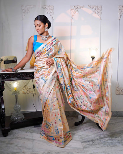 Pure Tussar Folk Kantha Saree | Traditional Kantha Saree