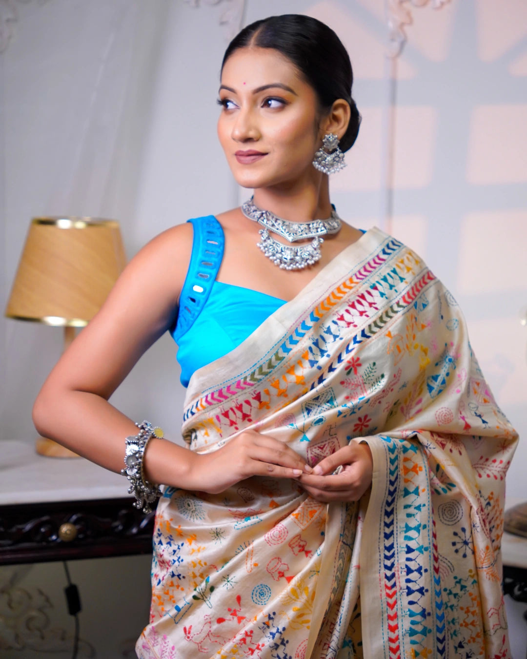 Pure Tussar Folk Kantha Saree | Traditional Kantha Saree