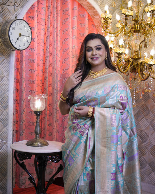 Pure Handloom Rangkat Katan Benarasi Saree