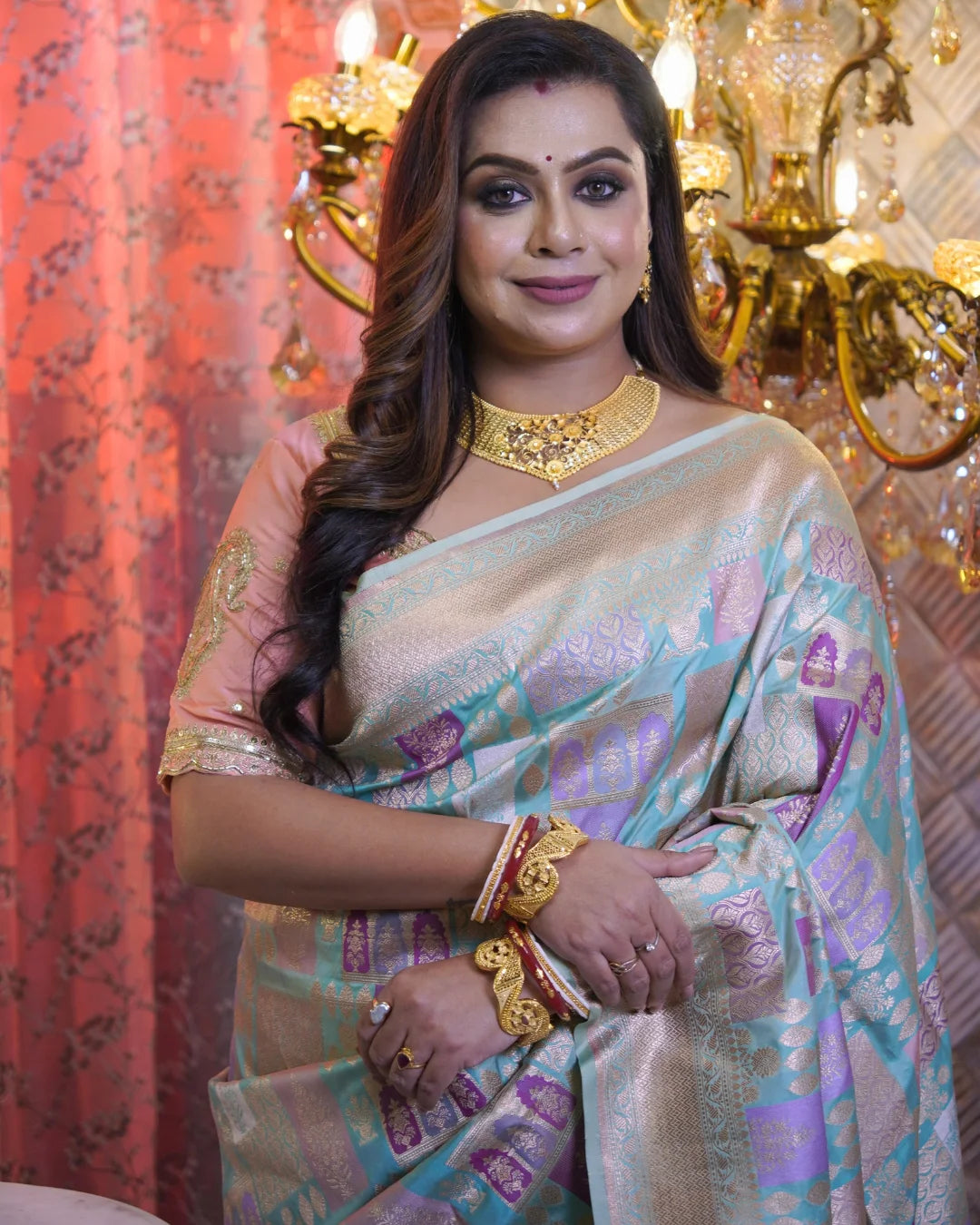 Pure Handloom Rangkat Katan Benarasi Saree