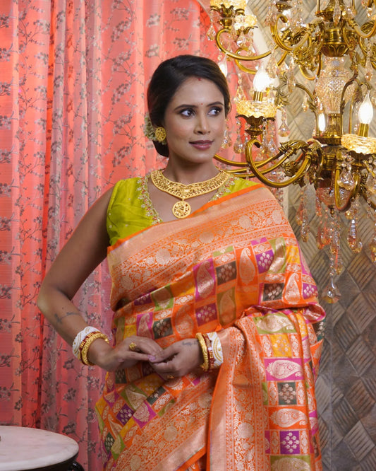 Pure Handloom Rangkat Katan Benarasi Silk Saree