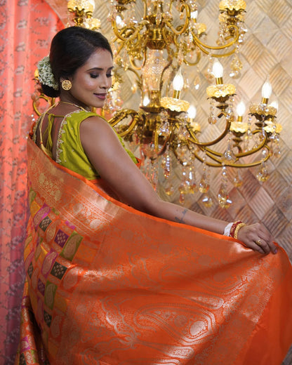 Pure Handloom Rangkat Katan Benarasi Silk Saree