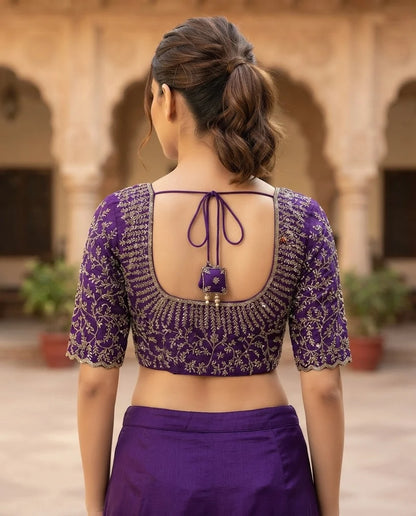 Purple Embroidered Designer Blouse