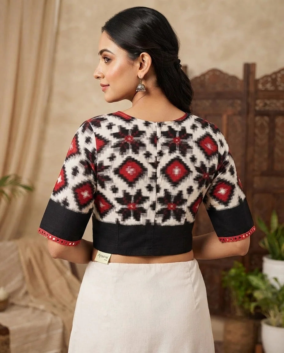 Black Ruby Telia Cotton Designer Blouse